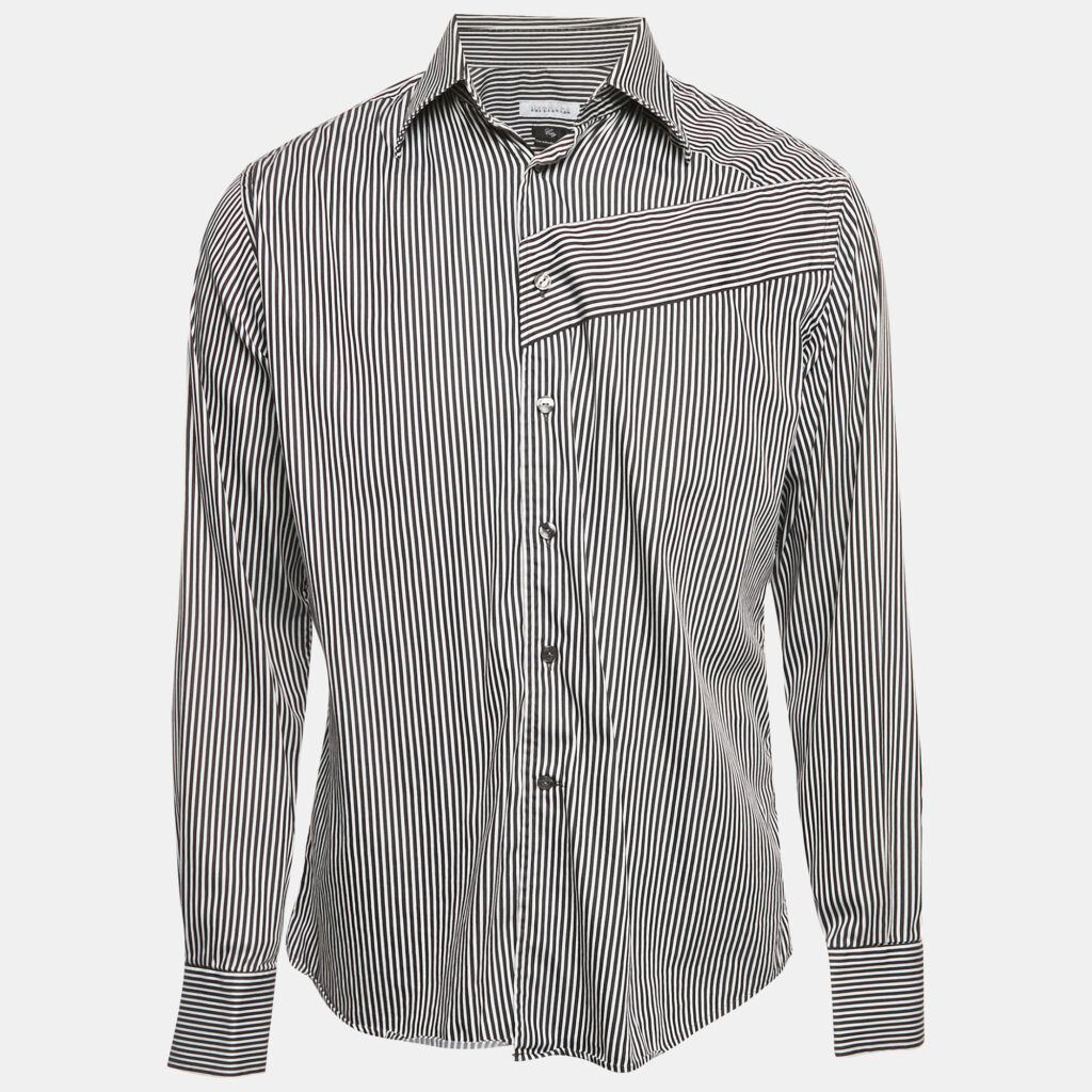 luxury-men-versace-collection-used-clothes-p1169896-006-1.jpg Versace Collection Black Striped Cotton City Shirt L