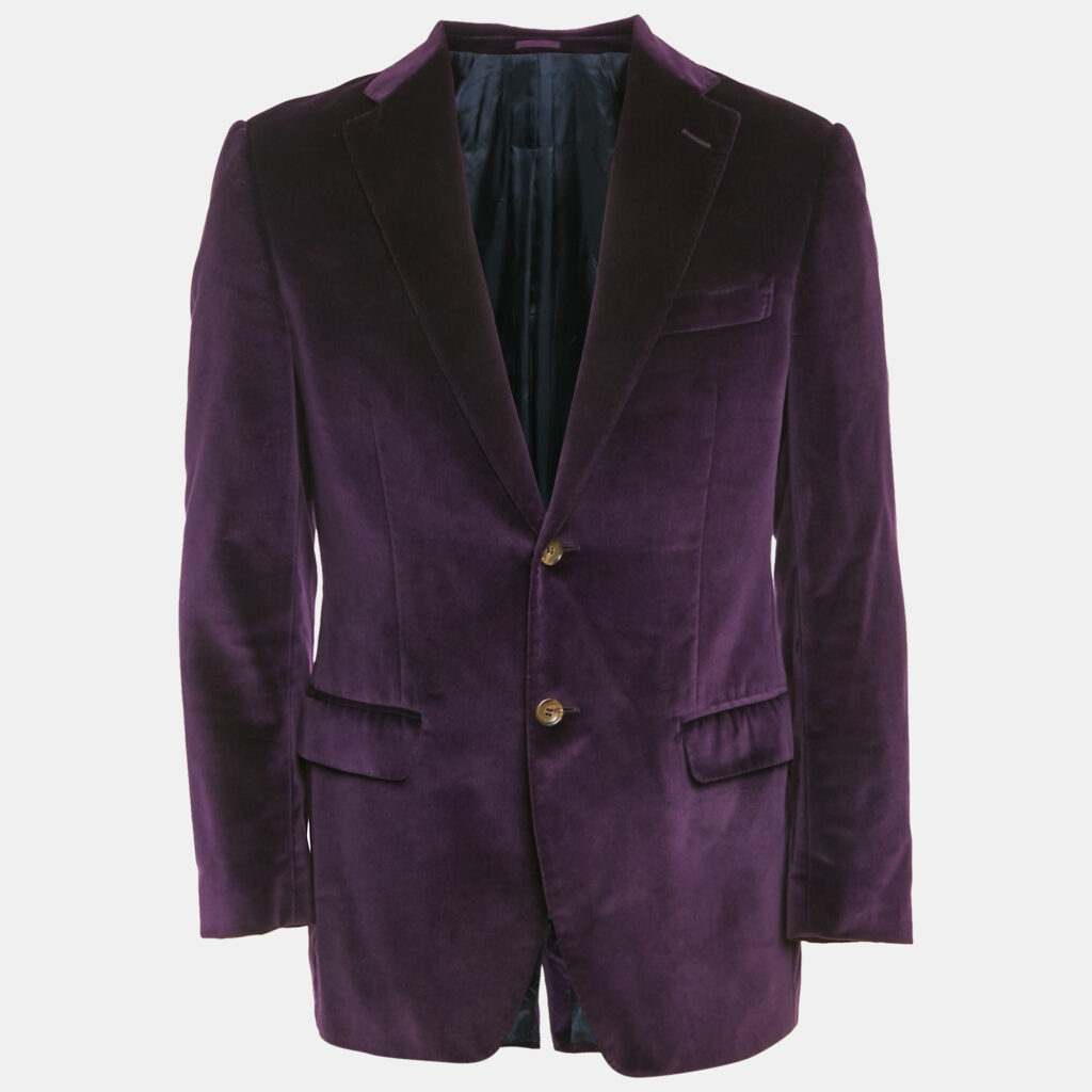 Versace Collection Purple Velvet Single Breasted Blazer M