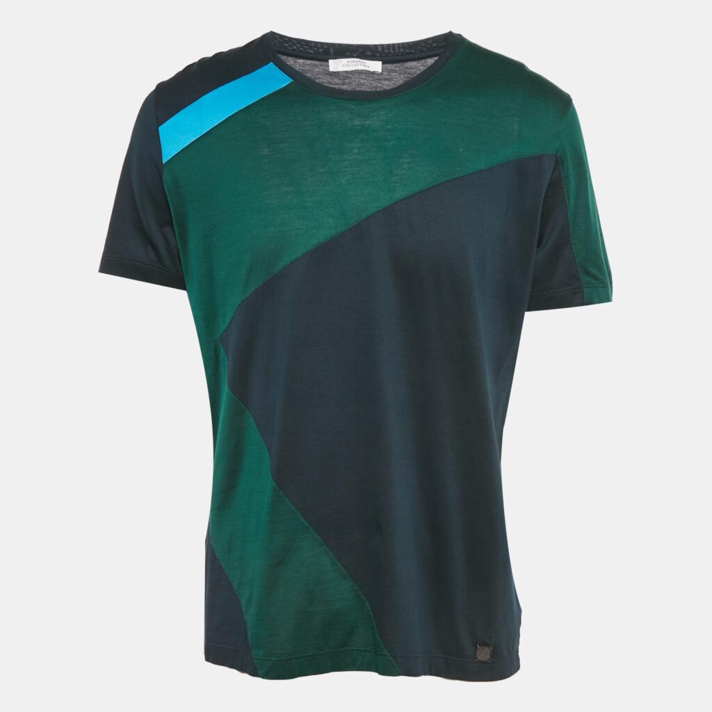 luxury-men-versace-collection-used-clothes-p1224750-001-1.jpg Versace Collection Green/Blue Jersey Crew Neck T-Shirt XL