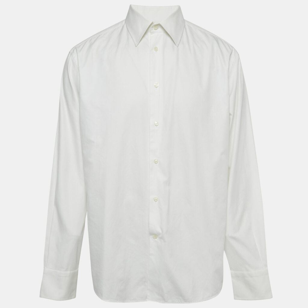 Versace Collection White Textured Cotton Long Sleeve Shirt XXL Versace Collection White Textured Cotton Long Sleeve Shirt XXL