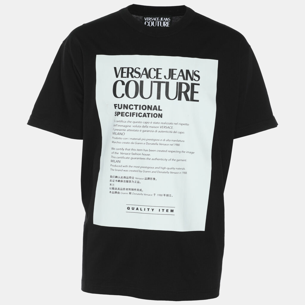 Versace Jeans Couture Black Cotton Printed T-Shirt L Versace Jeans Couture Black Cotton Printed T-Shirt L