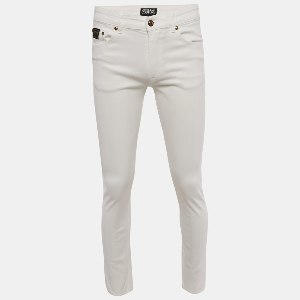 Versace Jeans Couture White Logo Embroidered Denim Slim Fitr Jeans M Waist 31" Versace Jeans Couture White Logo Embroidered Denim Slim Fitr Jeans M Waist 31"