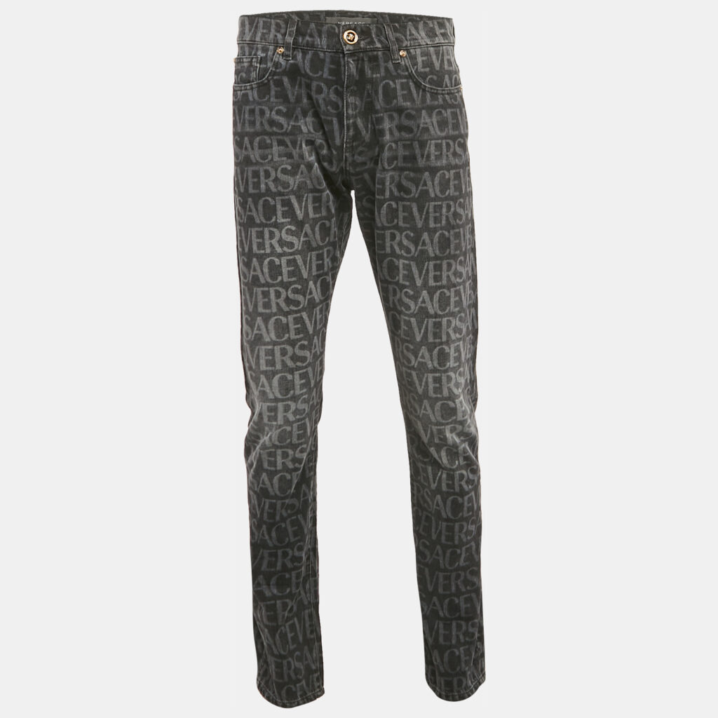 Versace Grey Logo Pattern Denim Skinny Jeans S Waist 32" Versace Grey Logo Pattern Denim Skinny Jeans S Waist 32"