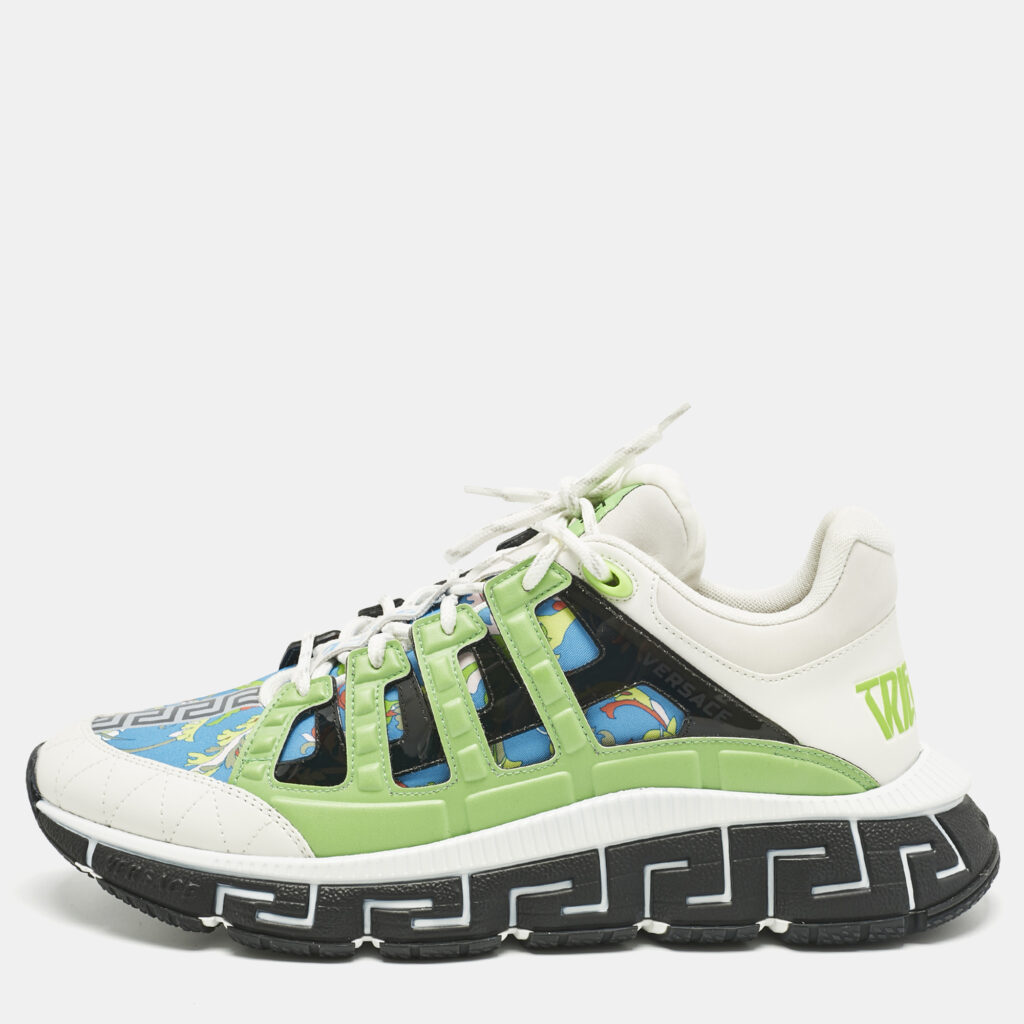 Versace Multicolor Canvas and Leather Trigreca Sneakers Size 46 Versace Multicolor Canvas and Leather Trigreca Sneakers Size 46