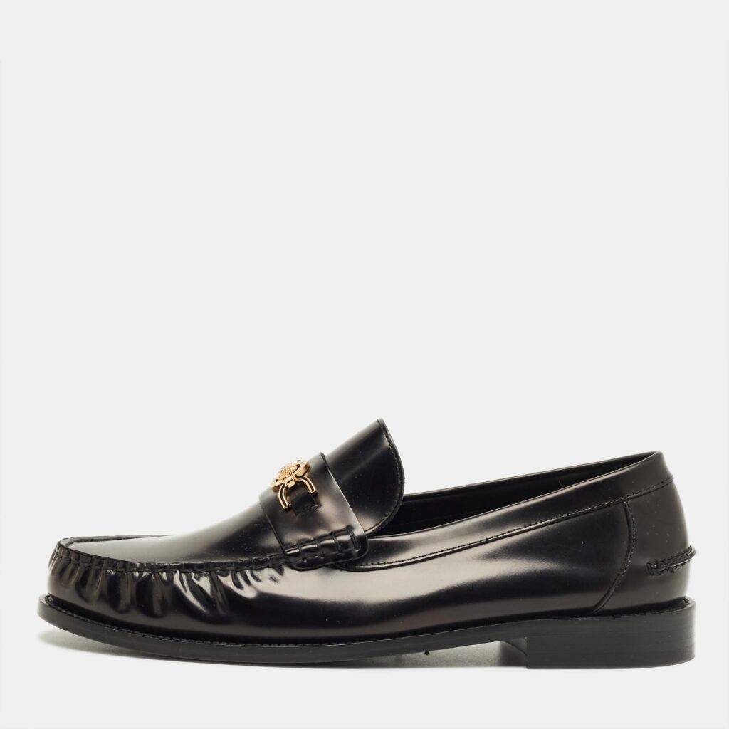 Versace Black Leather Medusa Loafers Size 47
