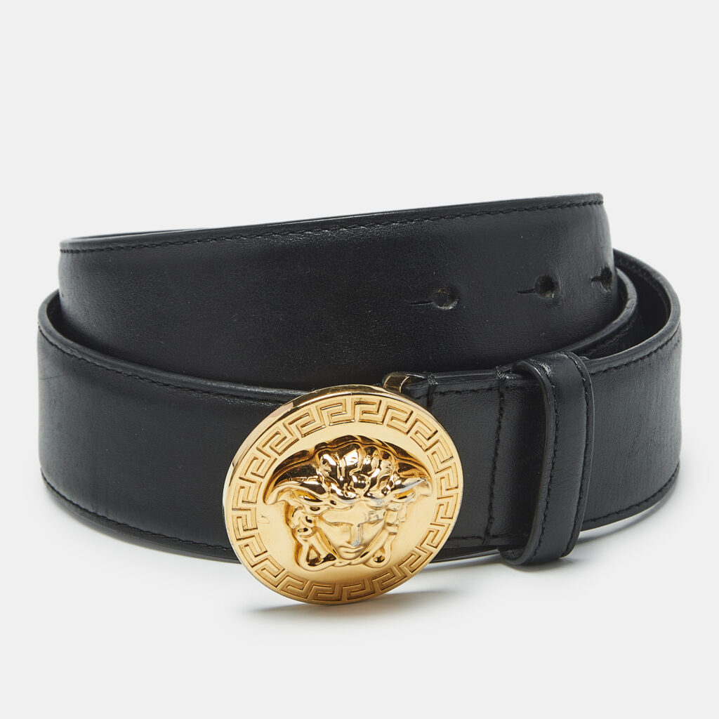 Versace Black Leather Medussa Head Buckle Belt 95 CM Versace Black Leather Medussa Head Buckle Belt 95 CM