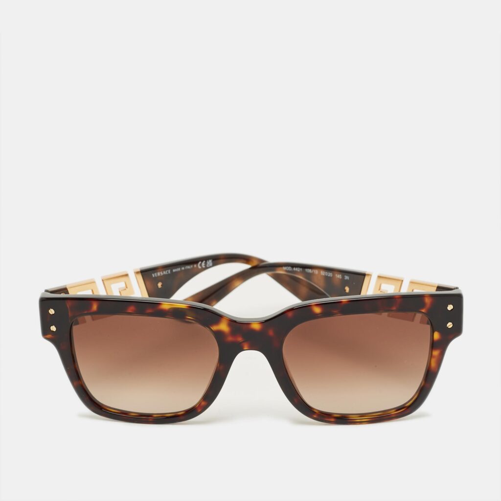 Versace Tortoiseshell Brown Gradient Greca Square Sunglasses Versace Tortoiseshell Brown Gradient Greca Square Sunglasses
