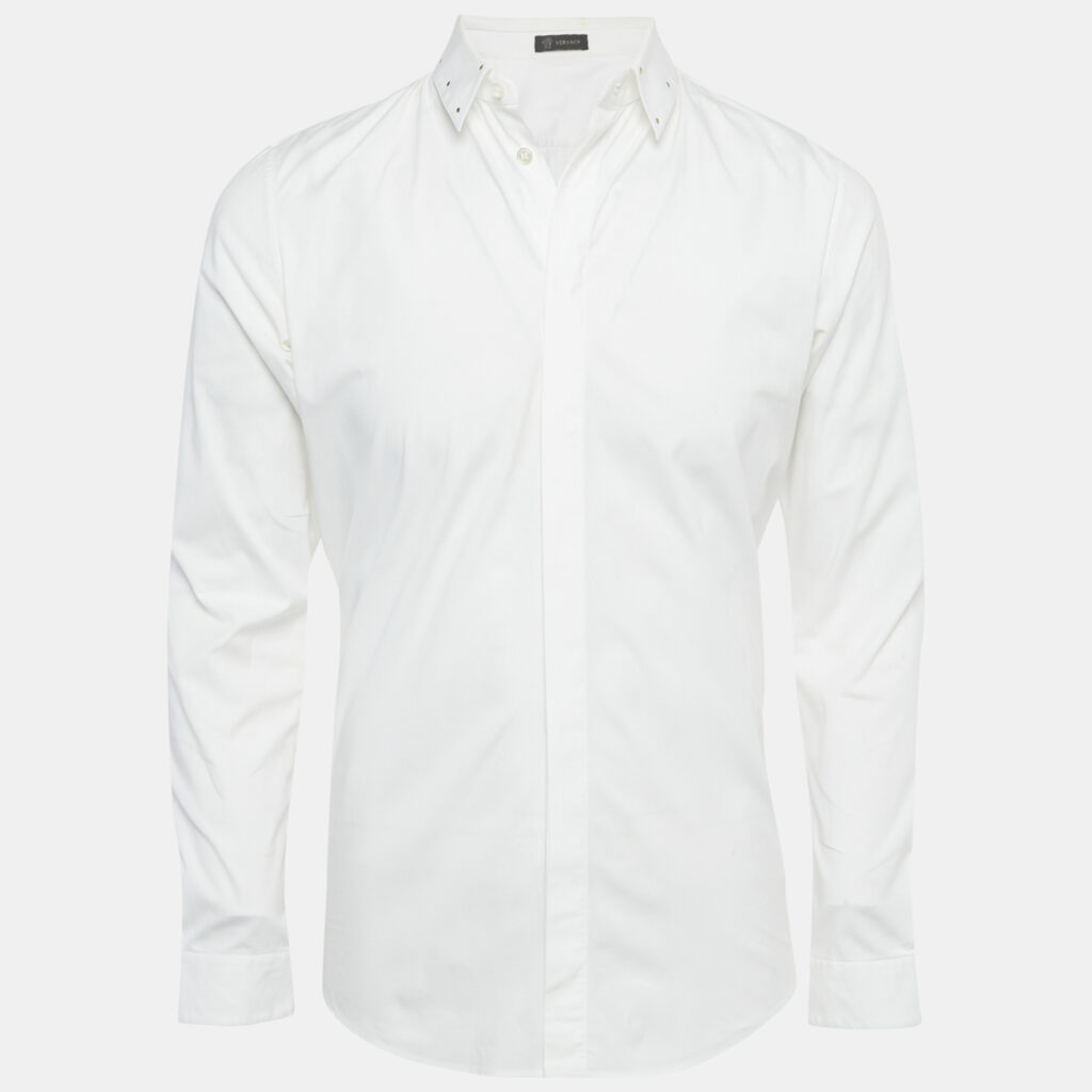Versace White Cotton Studded Collar Shirt M