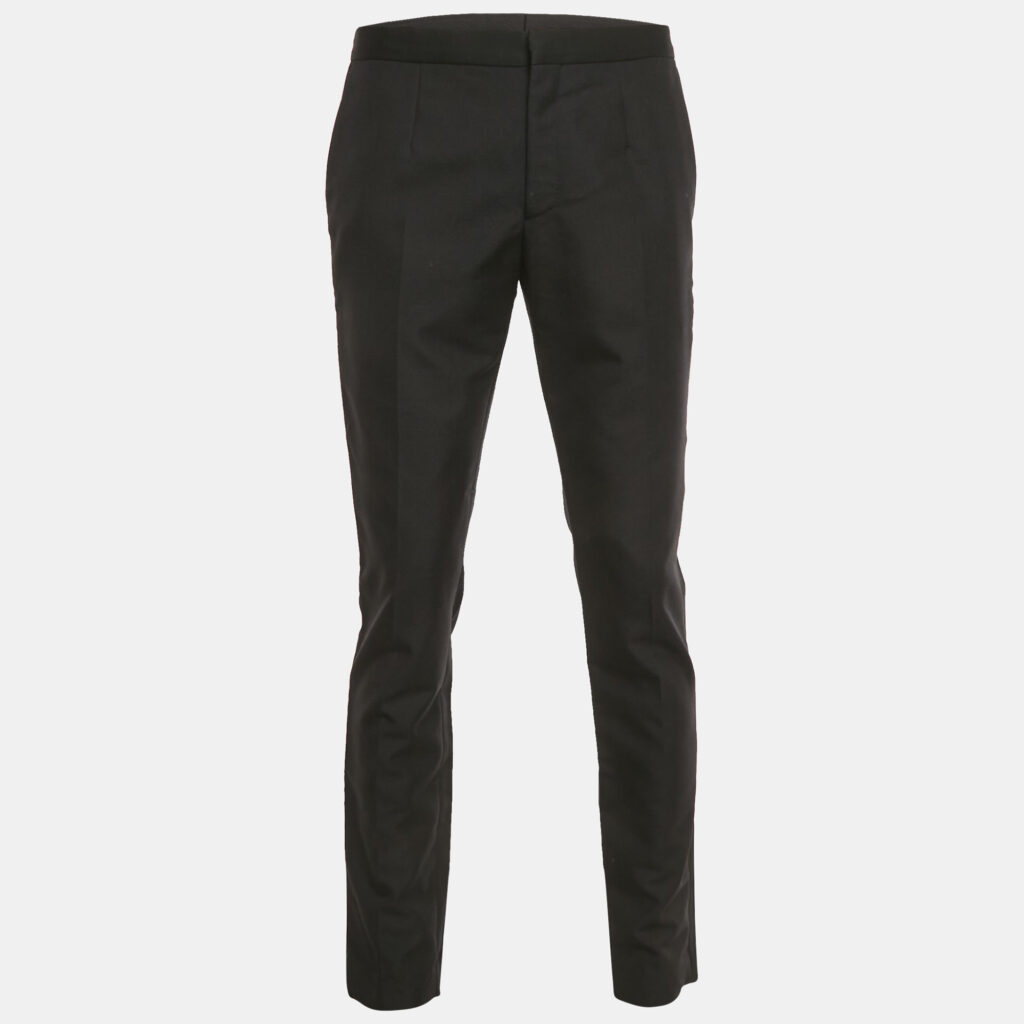 Versace Black Crepe Satin Side Trim Formal Trousers M Versace Black Crepe Satin Side Trim Formal Trousers M