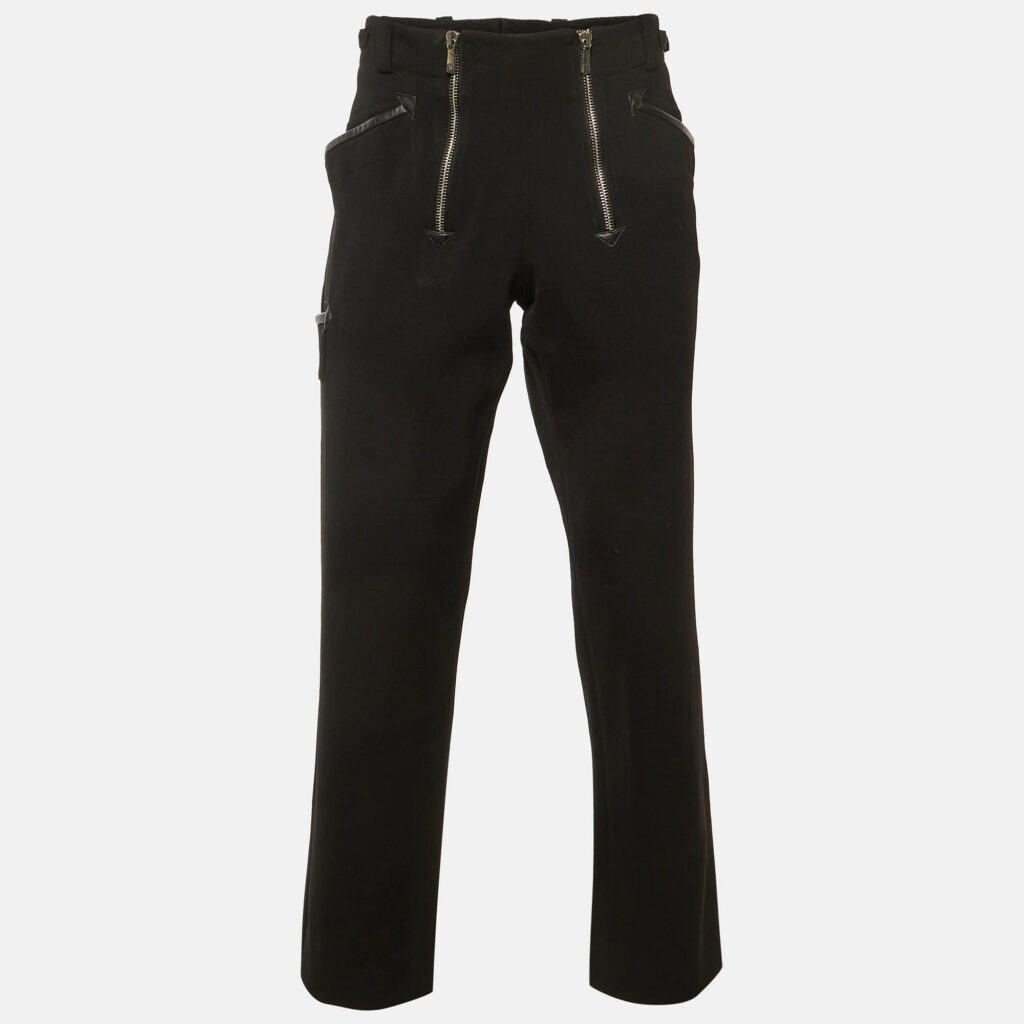 Versace Vintage Black Wool Zip Detail Pants L/XL Waist 36" Versace Vintage Black Wool Zip Detail Pants L/XL Waist 36"