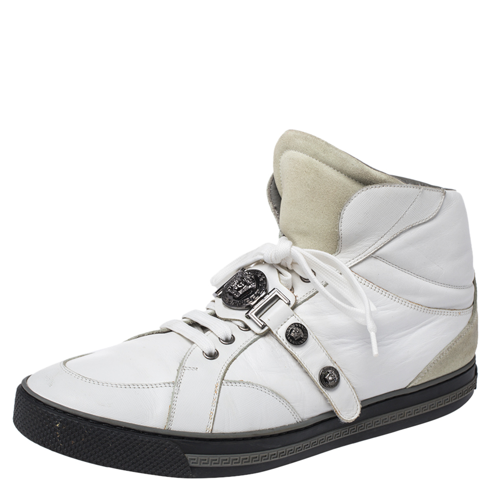 Versace White Leather Medusa High Top Sneakers Size 45 Versace White Leather Medusa High Top Sneakers Size 45