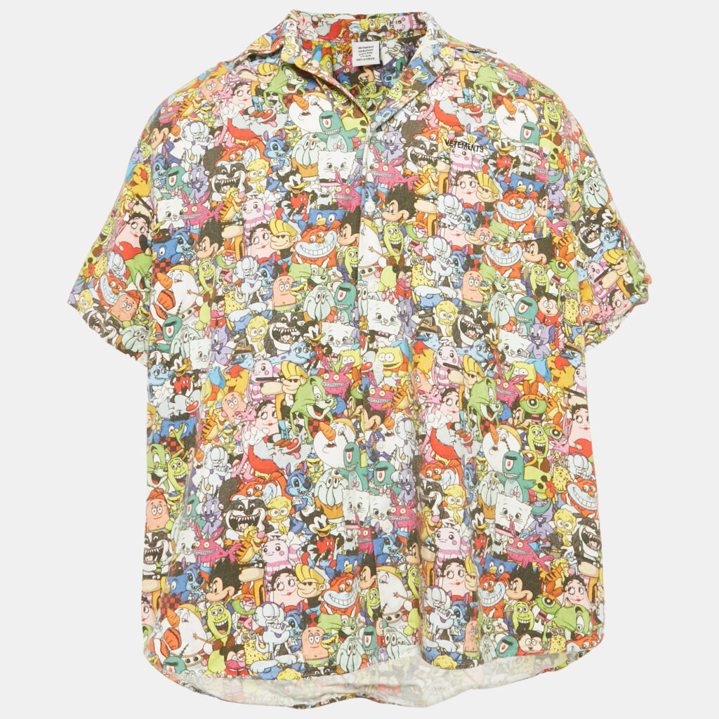 Vetements Multicolor Cartoon Print Cotton Shirt S