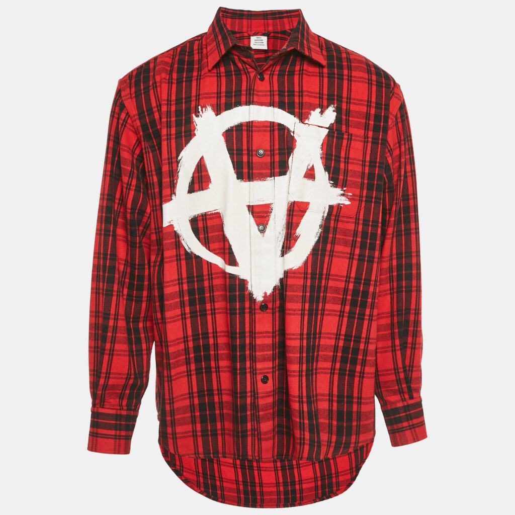 luxury-men-vetements-used-clothes-p1251348-001.jpg Vetements Red/Black Red Checks Cotton Printed Shirt XS