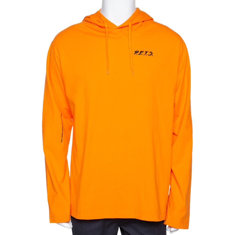 Vetements Orange Pets Print Cotton Oversized Hoodie XS