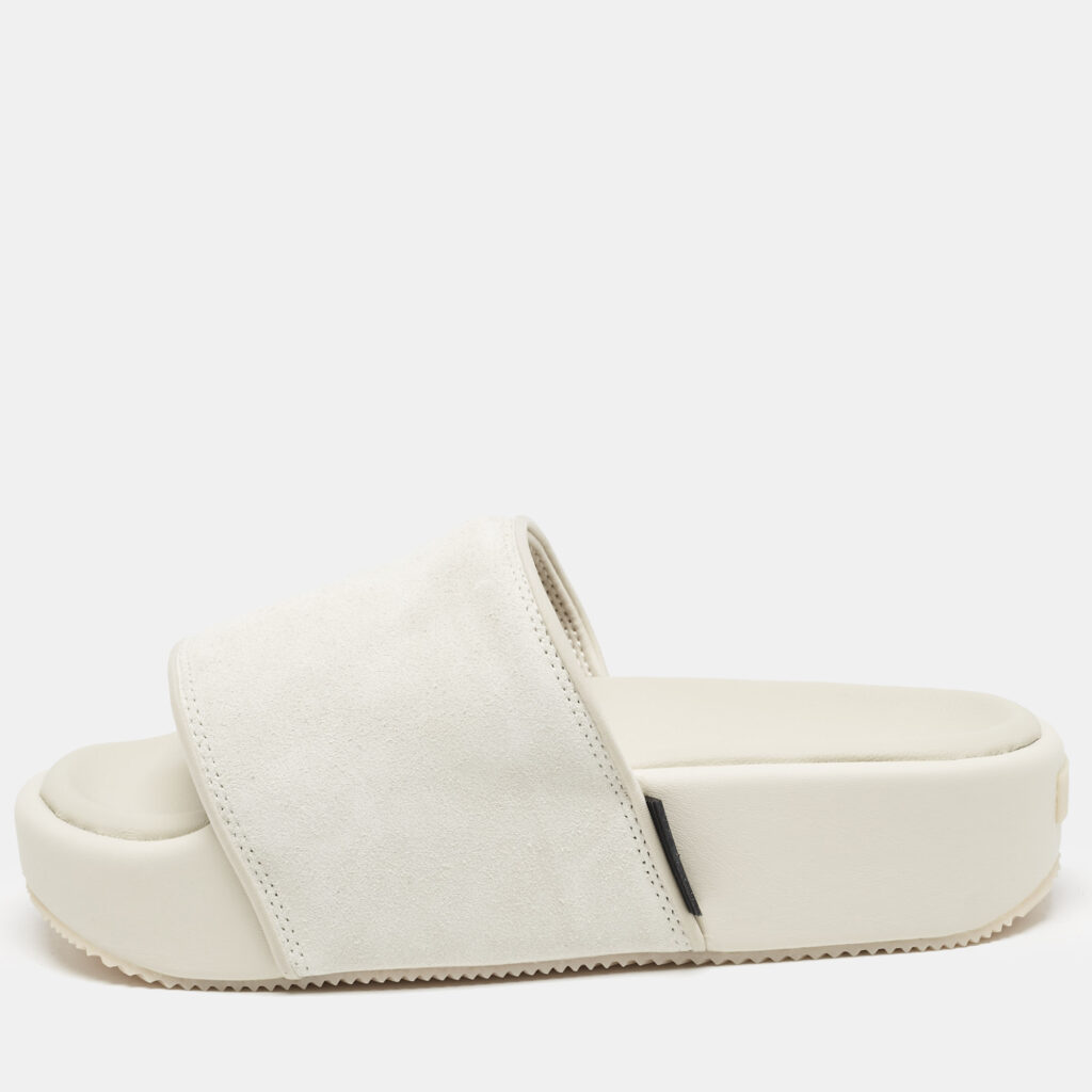 Y-3 Grey Suede Flat Slides Size 42