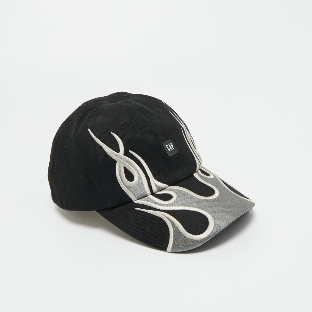 Yeezy X Gap x Balenciaga Black Flame Embroidered Cap One Size Yeezy X Gap x Balenciaga Black Flame Embroidered Cap One Size