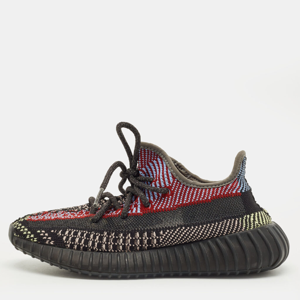 Yeezy Multicolor Knit Fabric Boost 350 V2 Lace Up Sneakers Size 36