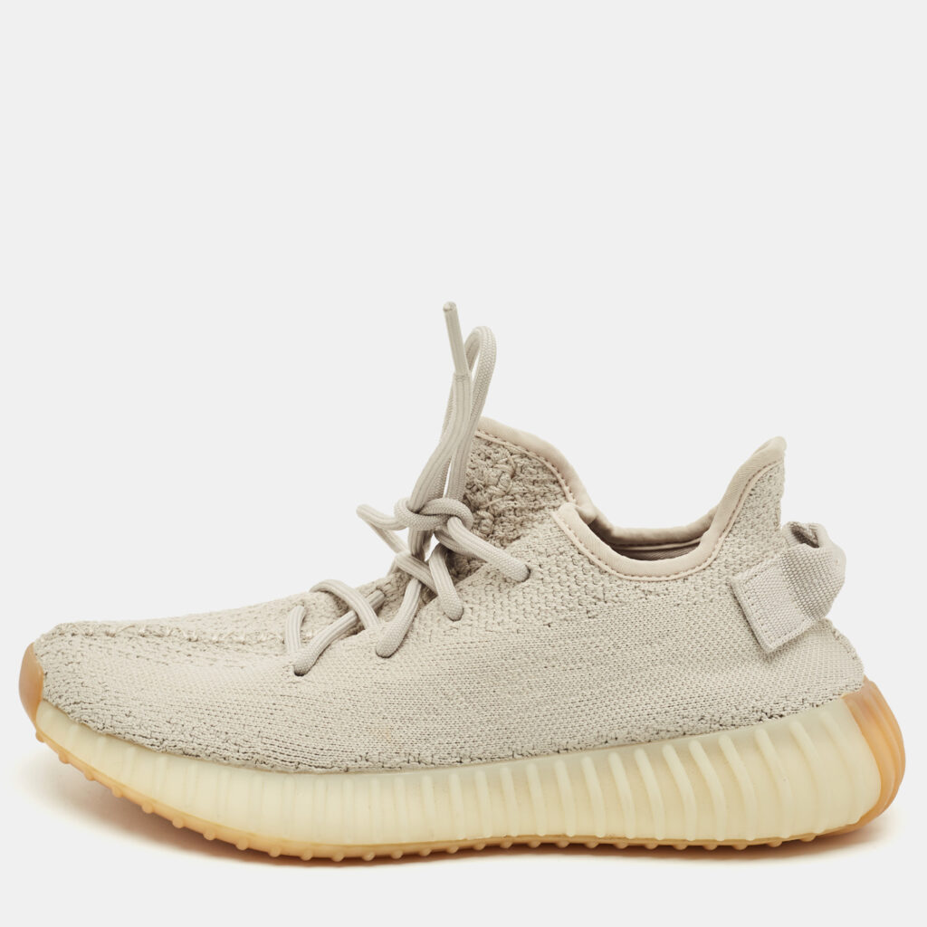 Yeezy x Adidas Grey Knit Fabric Boost 350 V2 Sesame Sneakers Size 38