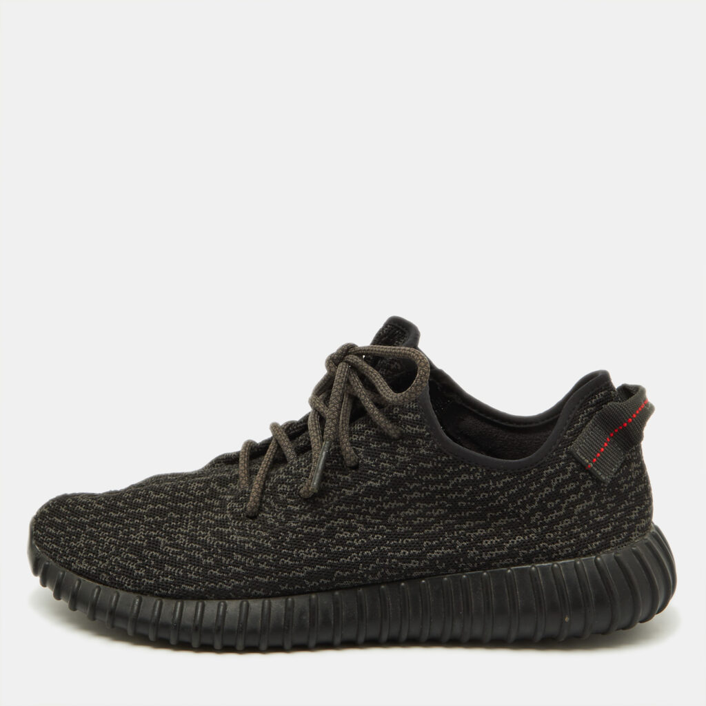 Yeezy x Adidas Black Knit Fabric Boost 350 Pirate Black Sneakers Size 46