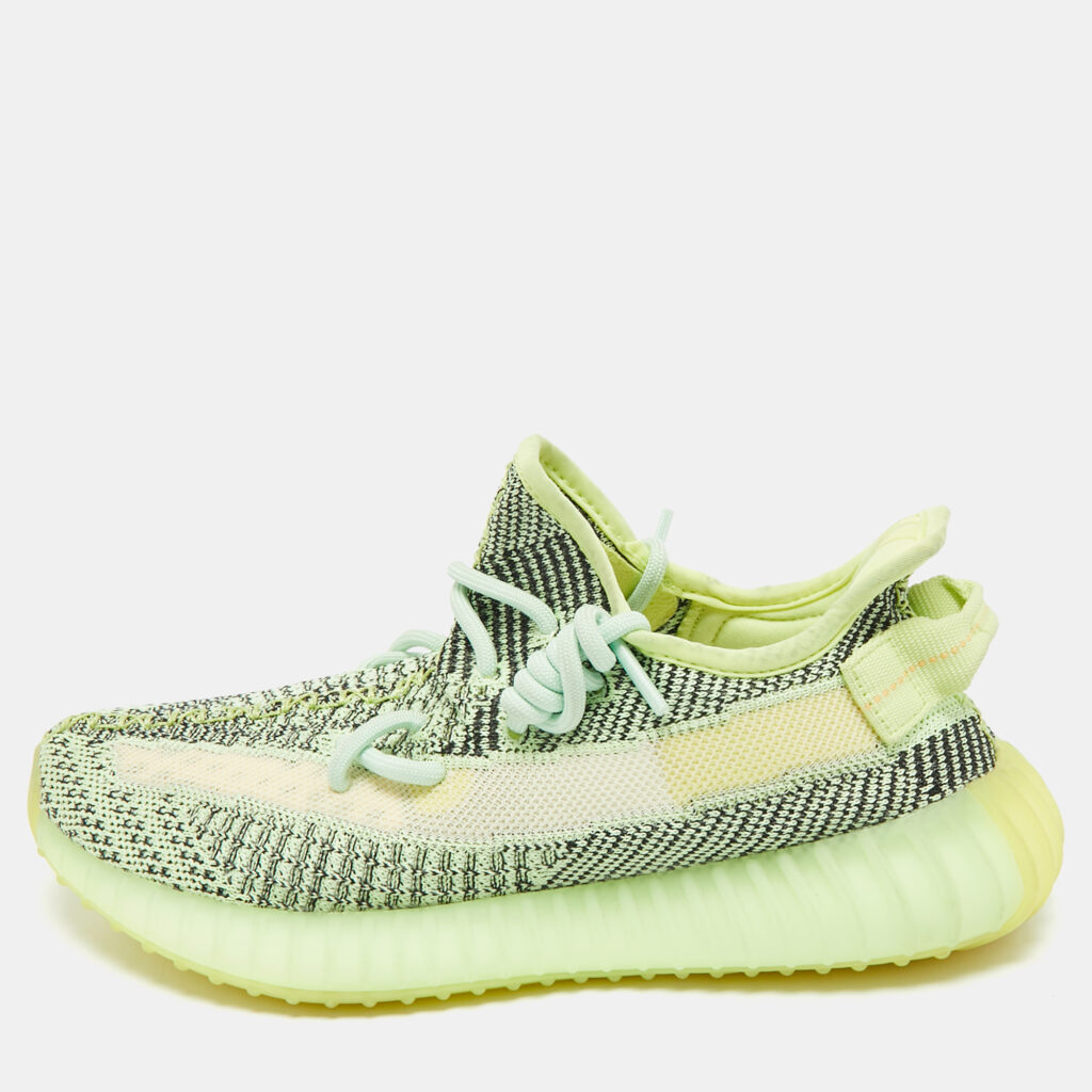 Yeezy x Adidas Neon Green Knit Fabric Boost 350 V2 Yeezreel (Reflective) Sneakers Size 40