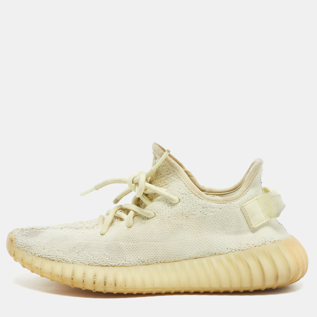 Yeezy x Adidas Light Yellow Knit Fabric Boost 350 V2 Butter Sneakers Size 38 2/3