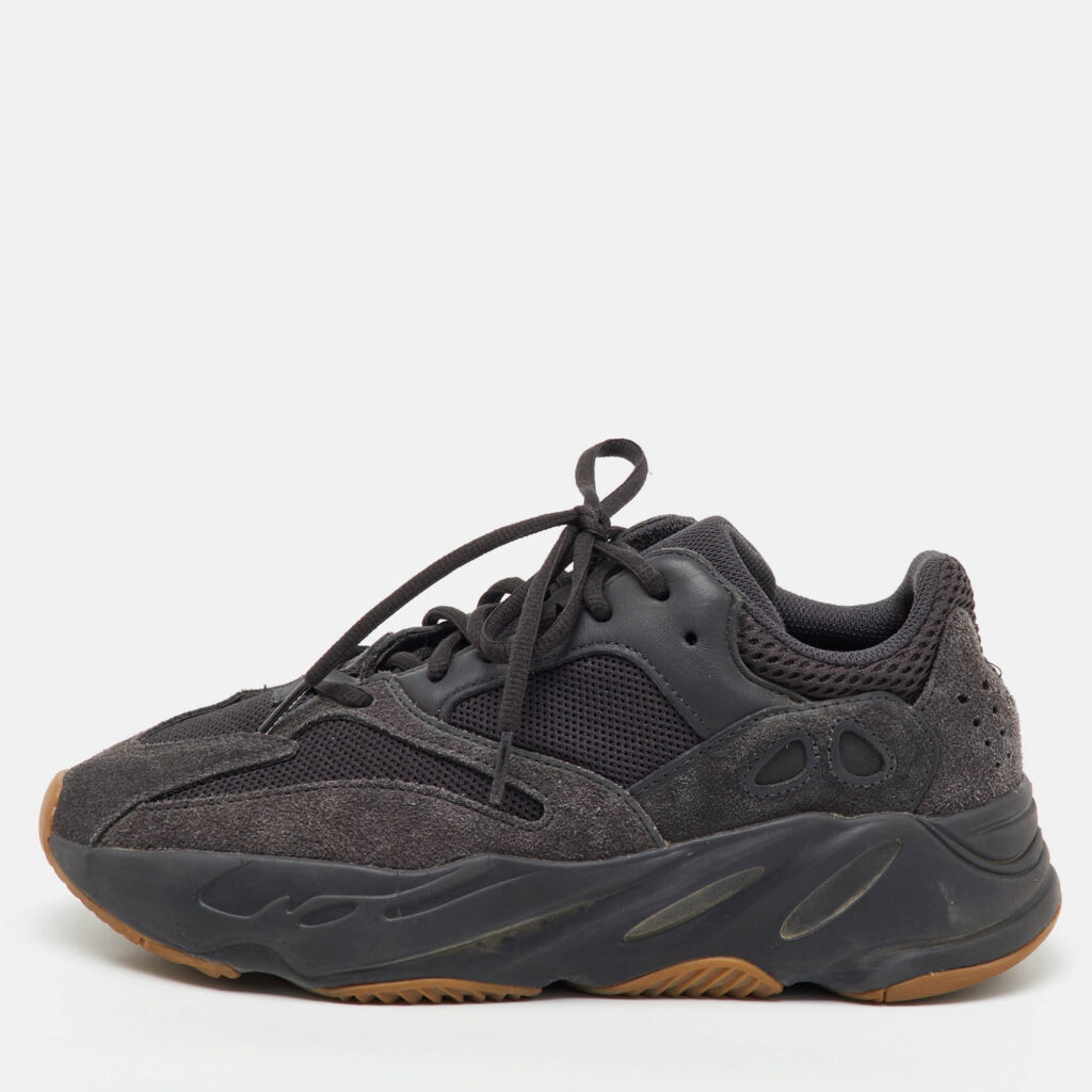 Yeezy x Adidas Black Suede and Mesh Boost 700 Utility Black Sneakers Size 42