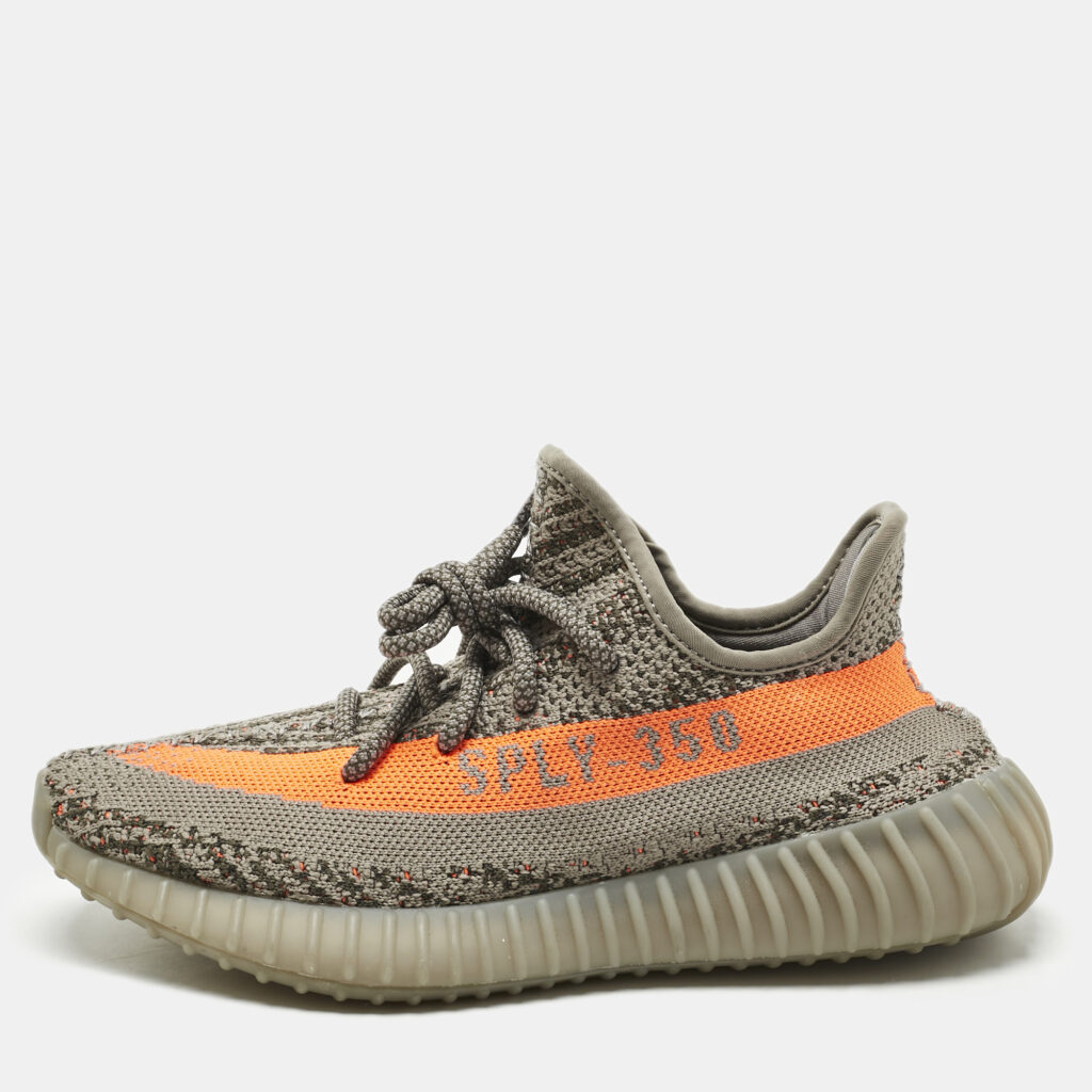 luxury-men-yeezy-x-adidas-used-shoes-p1204588-001.jpg Yeezy x Adidas Grey Knit Fabric Boost 350 V2 Beluga Sneakers Size 38