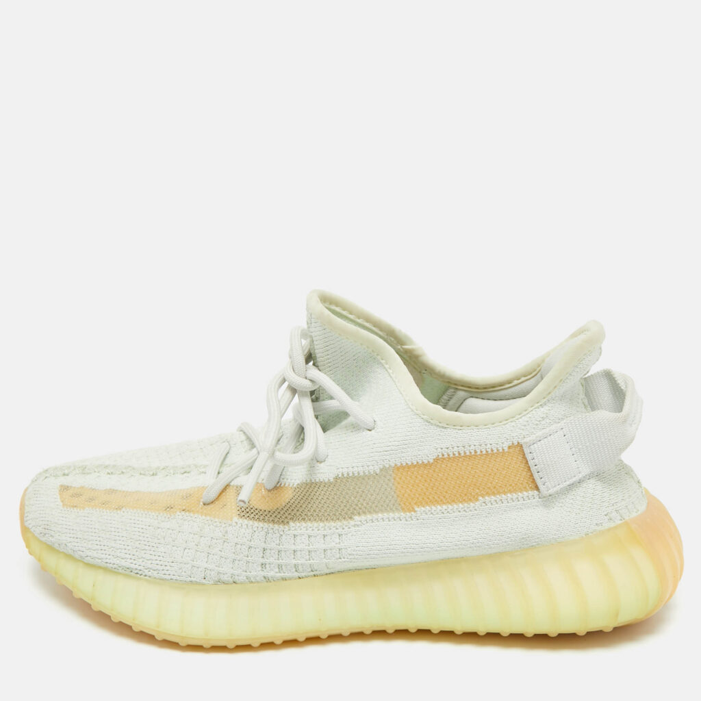 luxury-men-yeezy-x-adidas-used-shoes-p1212430-010-1.jpg Yeezy x Adidas Light Green Knit Fabric Boost 350 V2 Hyperspace Sneakers Size 42