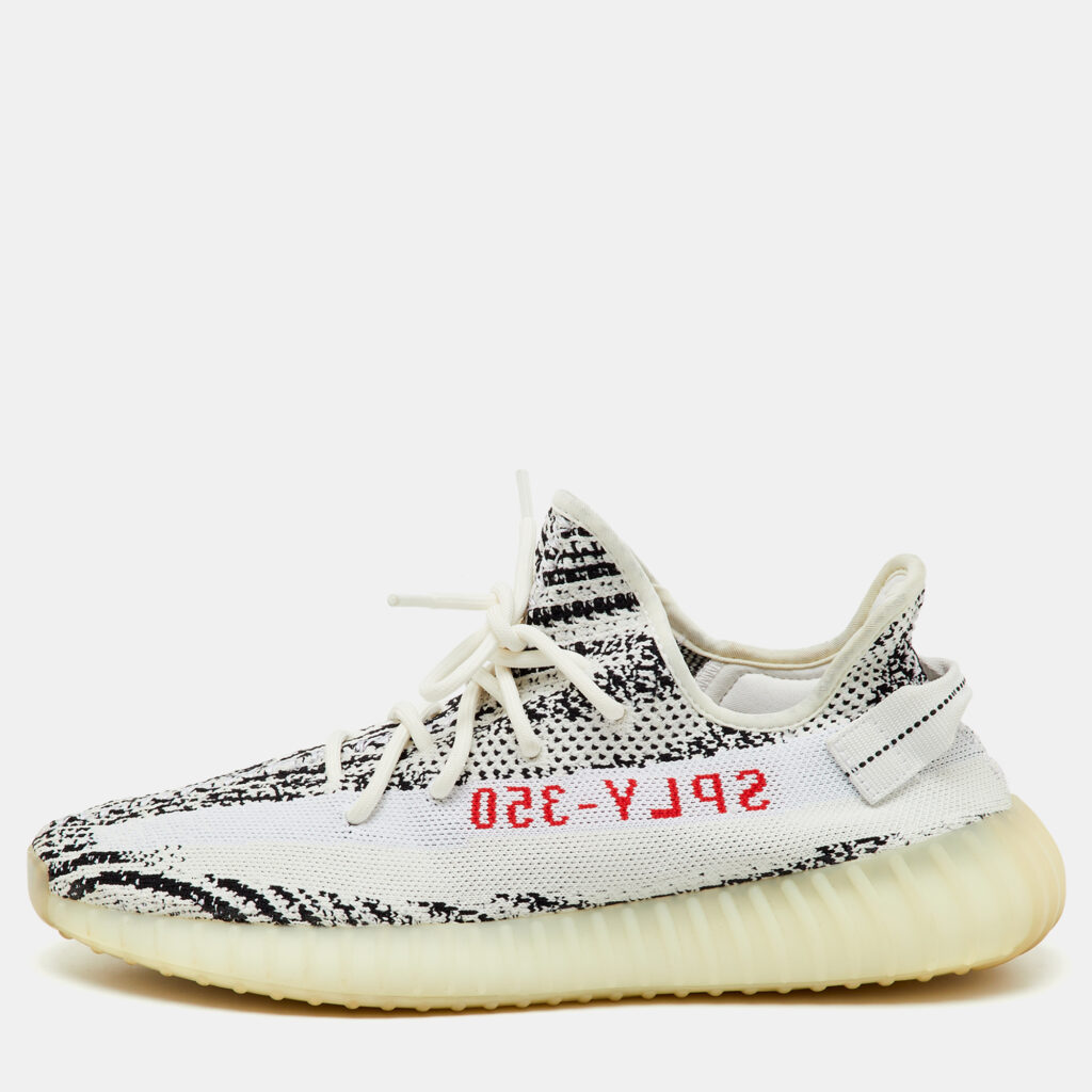 Yeezy x Adidas White/Black Knit Fabric Boost 350 V2 Zebra Sneakers Size 46 Yeezy x Adidas White/Black Knit Fabric Boost 350 V2 Zebra Sneakers Size 46