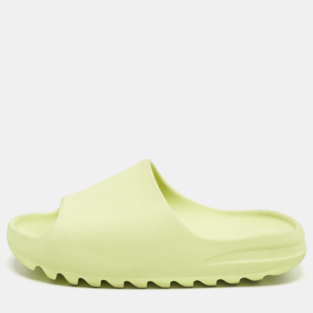 Yeezy x Adidas Neon Green Rubber Glow Green Slides Size 46