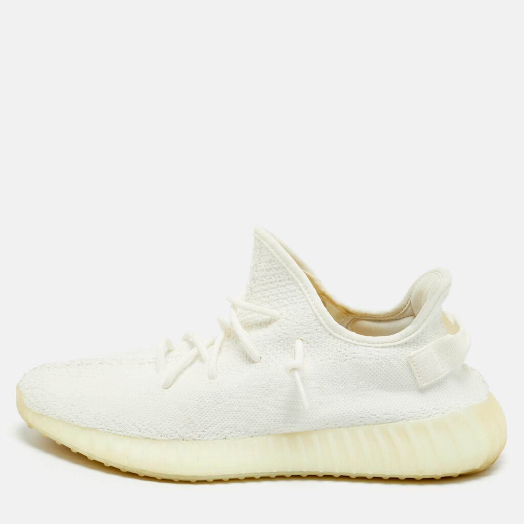 Yeezy x Adidas White Knit Fabric Boost 350 V2 Cream Sneakers Size 46 2/3