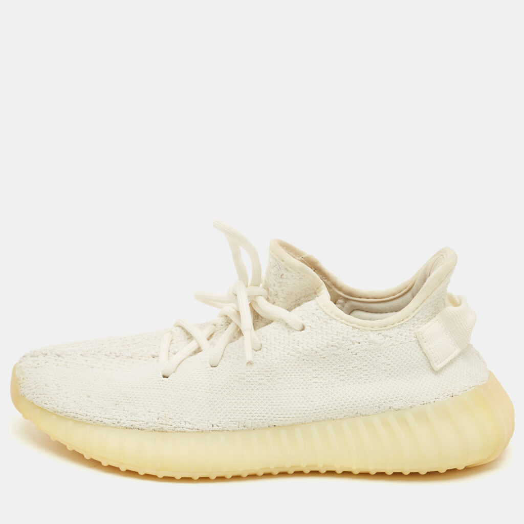Yeezy x Adidas White Knit Fabric Boost 350 V2 Triple White Sneakers Size 38 2/3