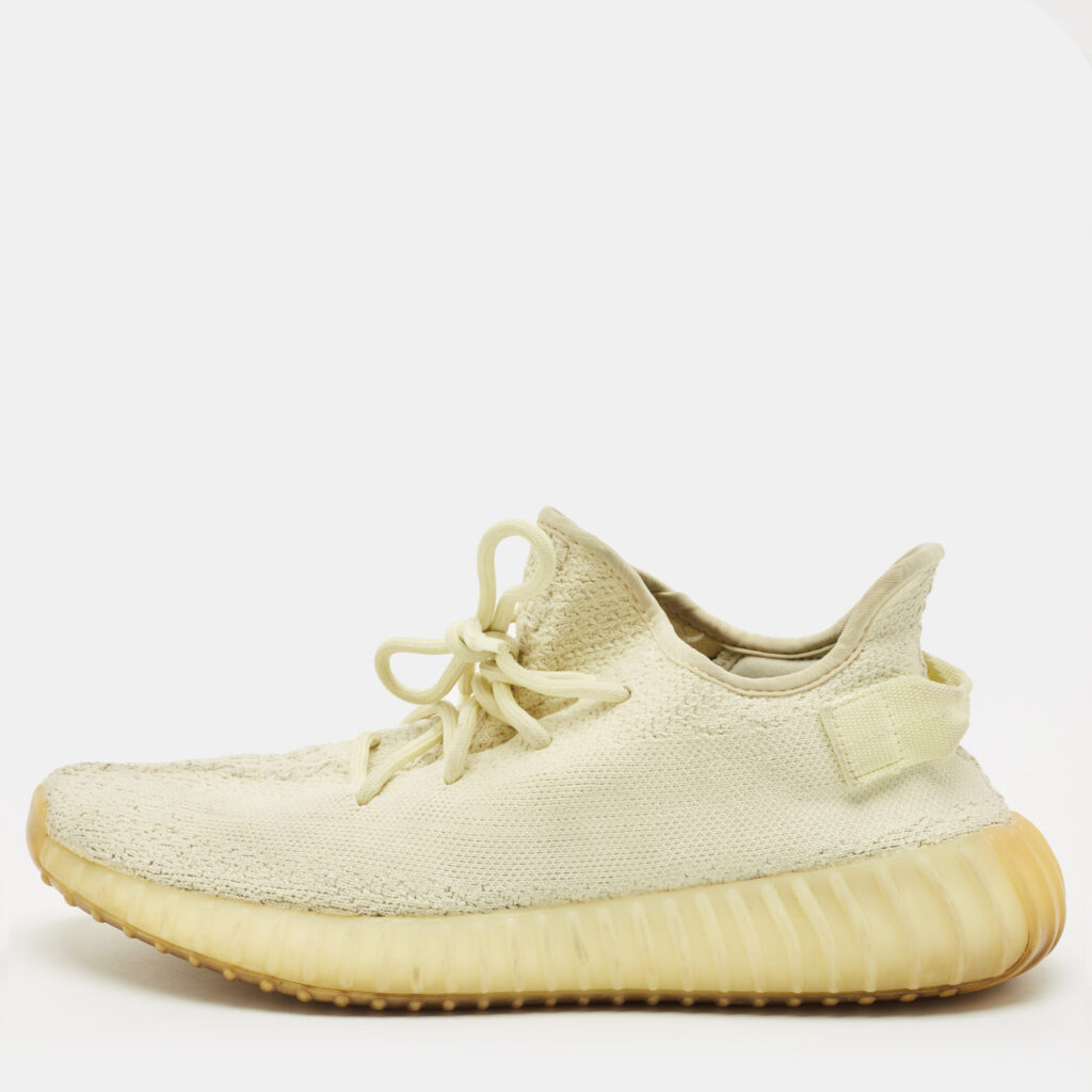 luxury-men-yeezy-x-adidas-used-shoes-p1224546-010-1.jpg Yeezy x Adidas Light Yellow Knit Fabric Boost 350 V2 Butter Sneakers Size 43 1/3