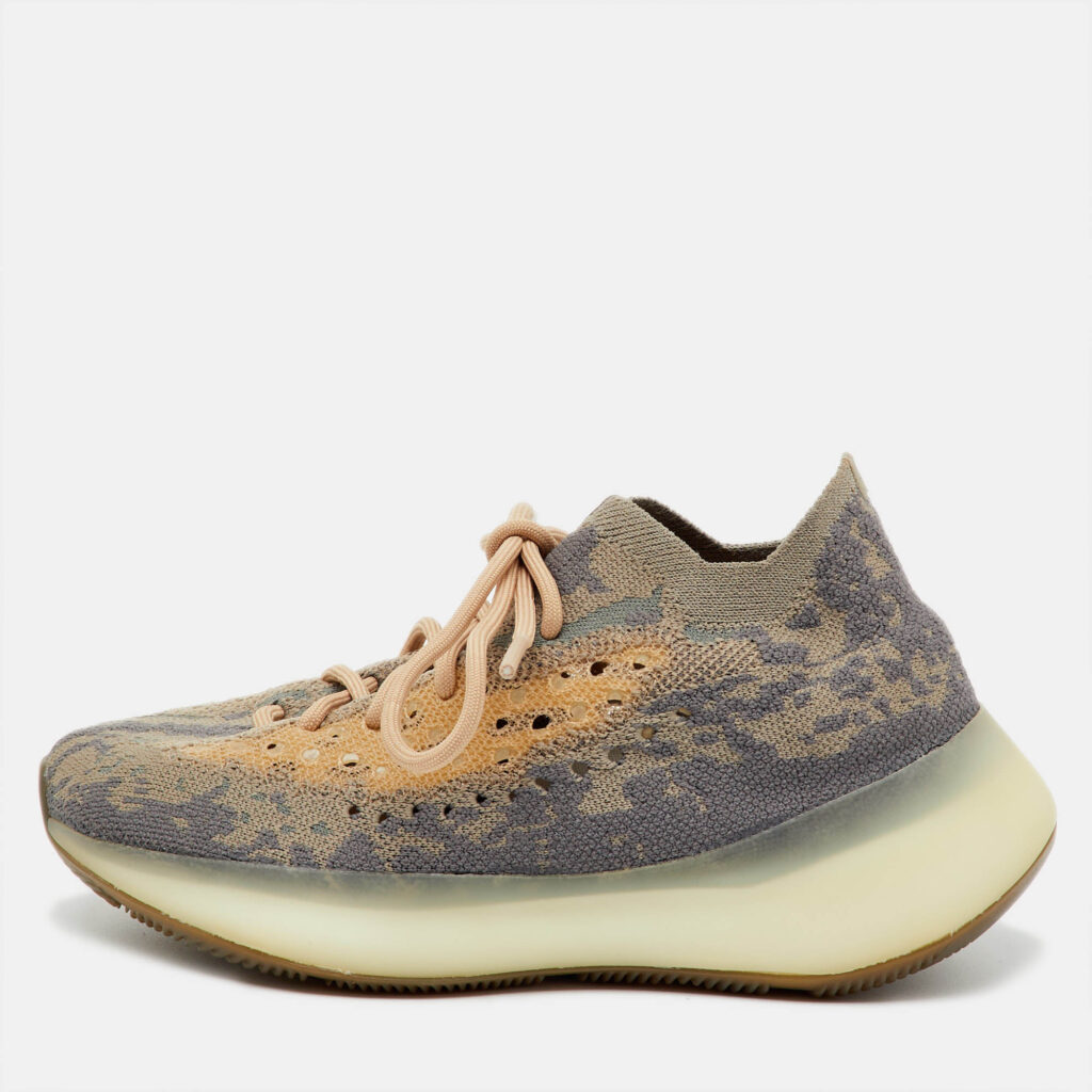 luxury-men-yeezy-x-adidas-used-shoes-p1237375-001.jpg Yeezy x Adidas Grey/Beige Knit Fabric Boost 380 Mist Non-Reflective Sneakers Size 37 1/3