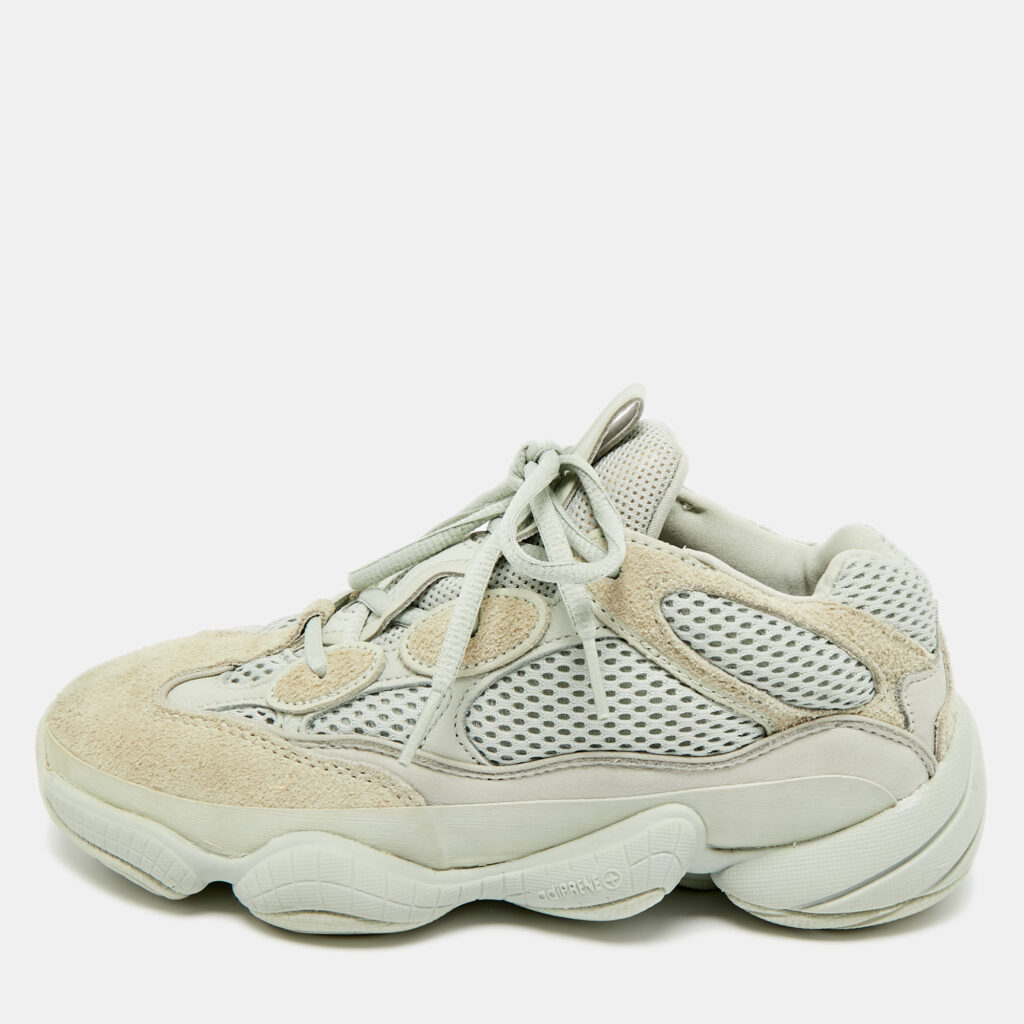 luxury-men-yeezy-x-adidas-used-shoes-p1241957-001.jpg Yeezy x Adidas Grey Leather and Mesh 500 Salt Sneakers Size 38
