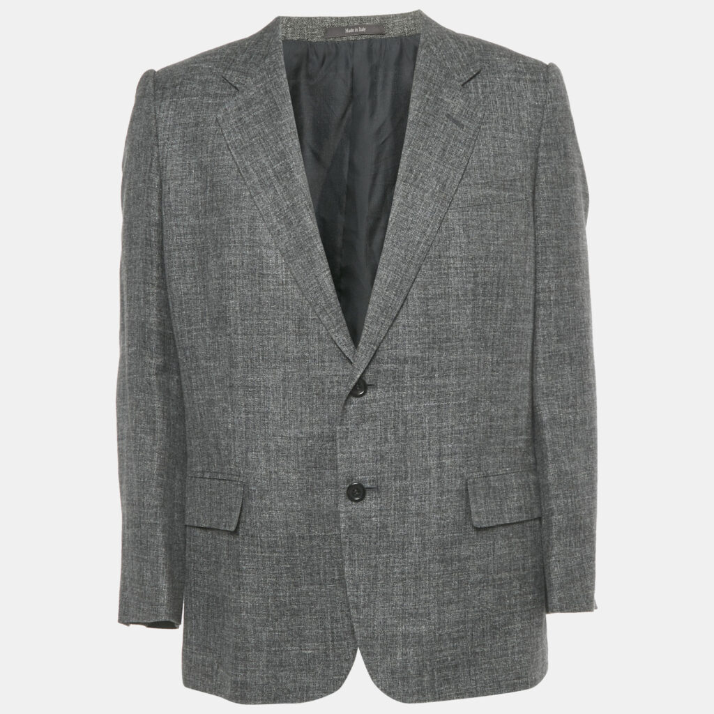 Yves Saint Laurent Grey Linen Blend Regular Fit Blazer L
