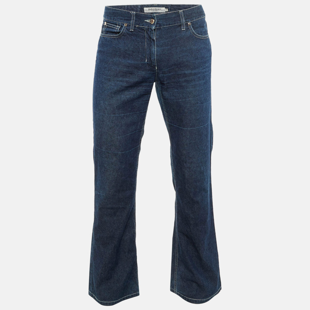 Yves Saint Laurent Rive Gauche Blue Denim Boot Cut Jeans M/Waist 35"