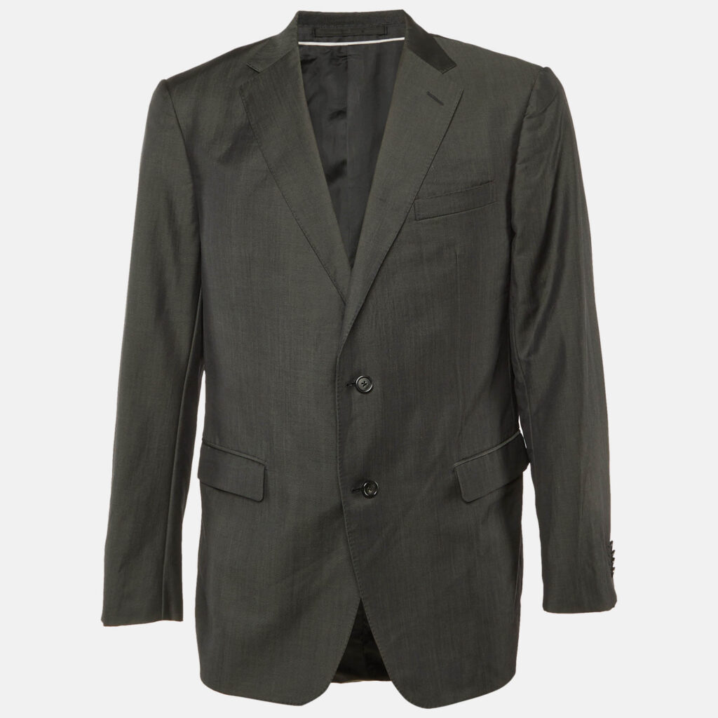 Z Zegna Charcoal Grey Wool & Mohair Button Front Blazer XXL Z Zegna Charcoal Grey Wool & Mohair Button Front Blazer XXL