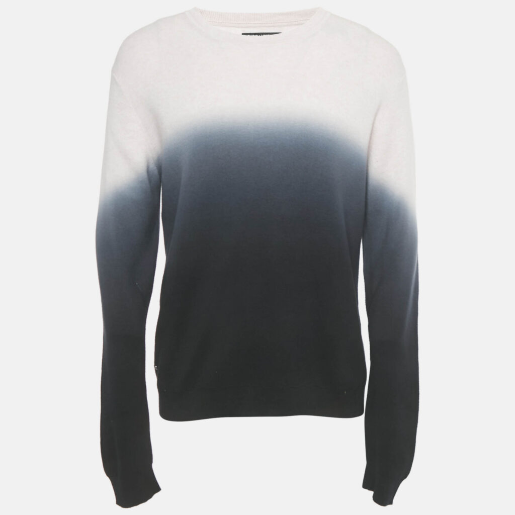 Zadig & Voltaire Pink/Black Ombre Cotton Knit Kennedy Sweater XL