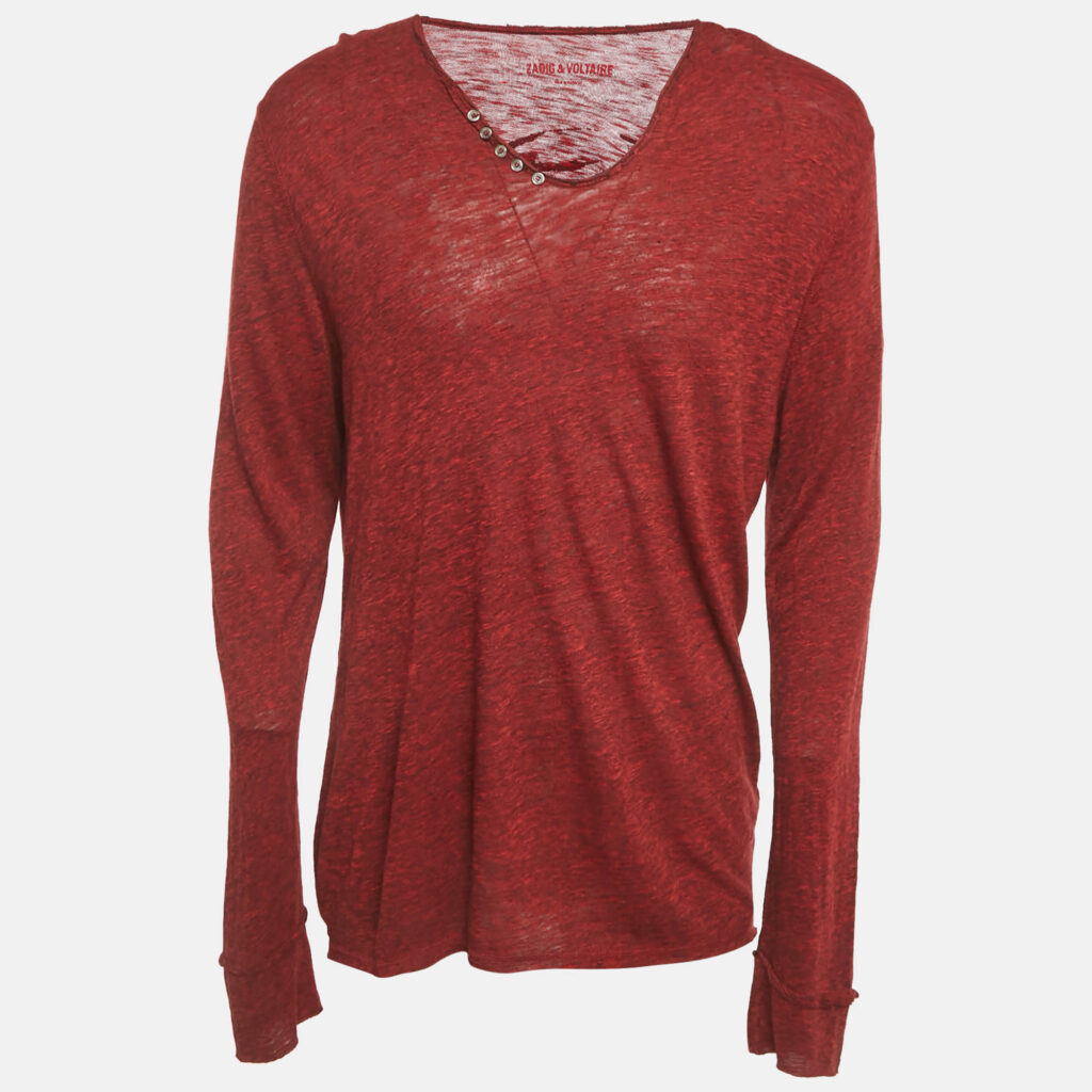 Zadig & Voltaire Red Jersey Monastir Overdyed T-Shirt XL Zadig & Voltaire Red Jersey Monastir Overdyed T-Shirt XL
