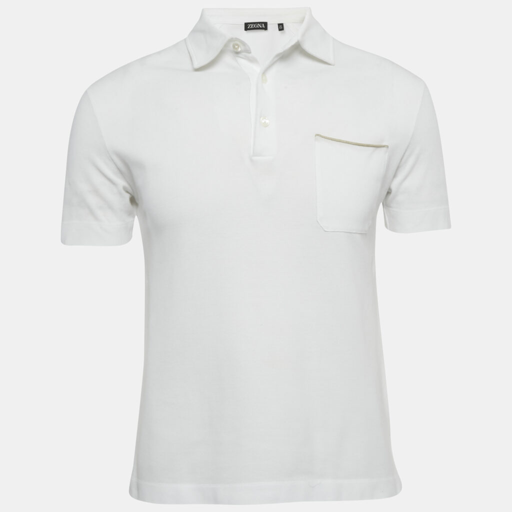 Zegna White Cotton Pique Polo T-Shirt M Zegna White Cotton Pique Polo T-Shirt M