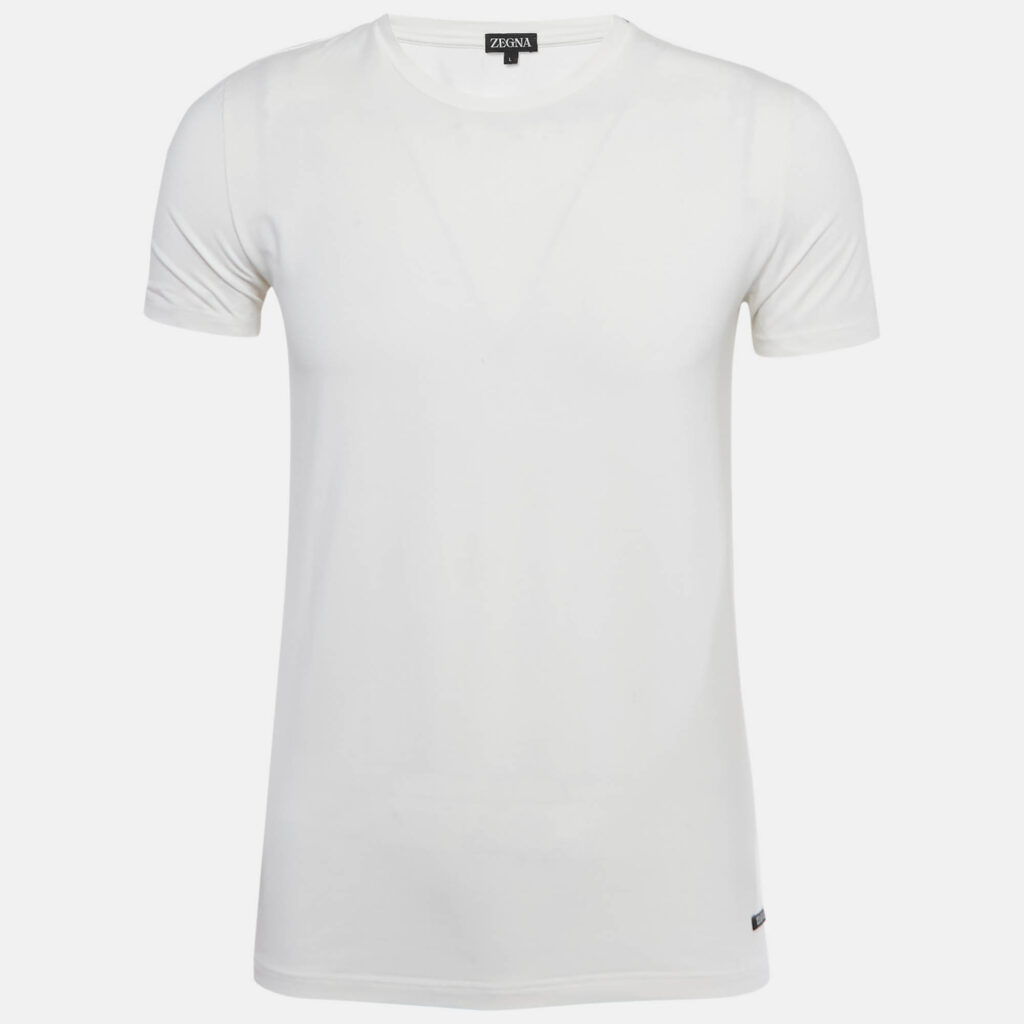 Zegna White Jersey Crewneck T-Shirt L Zegna White Jersey Crewneck T-Shirt L