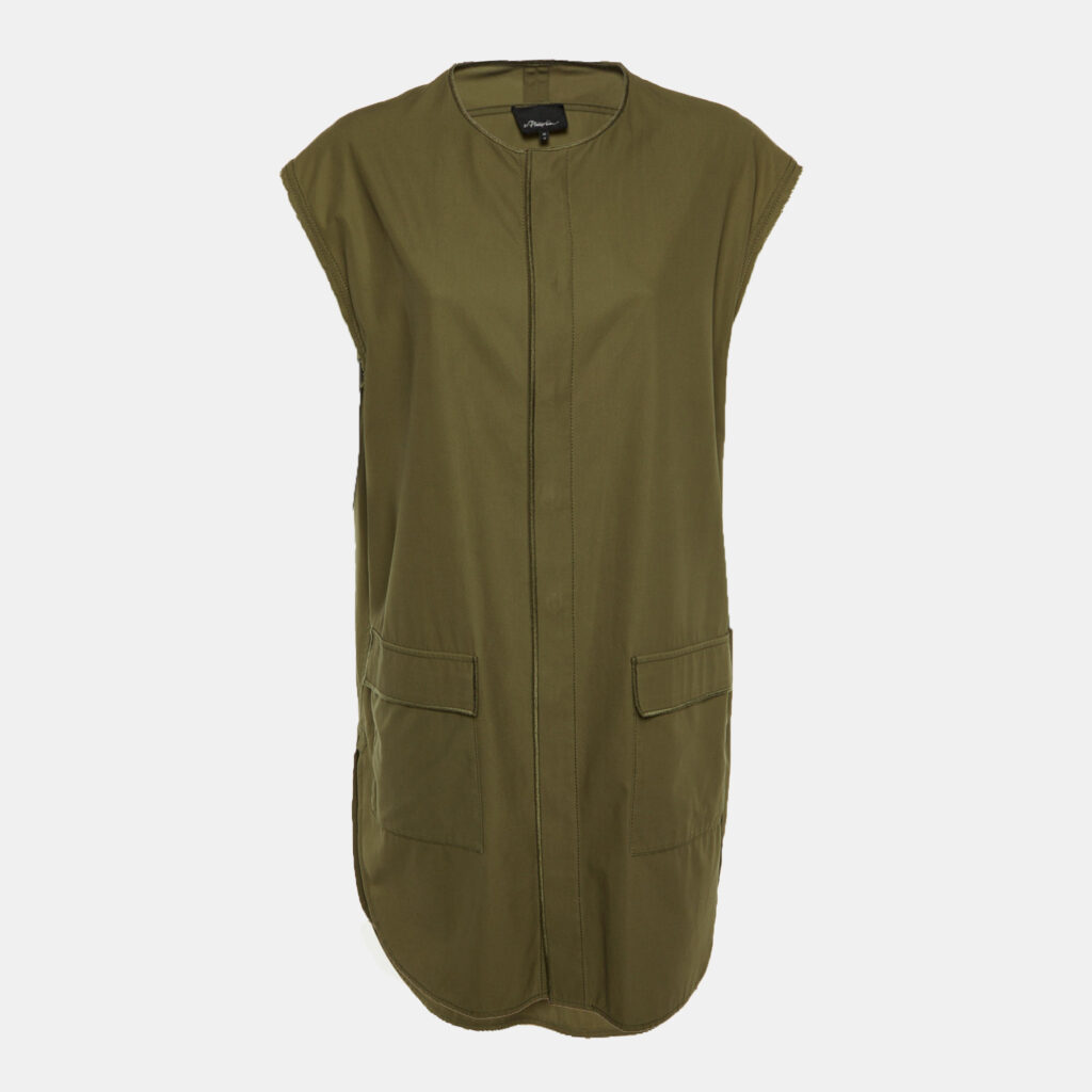 3.1 Phillip Lim Olive Green Cotton Crew Neck Tunic Dess M 3.1 Phillip Lim Olive Green Cotton Crew Neck Tunic Dess M