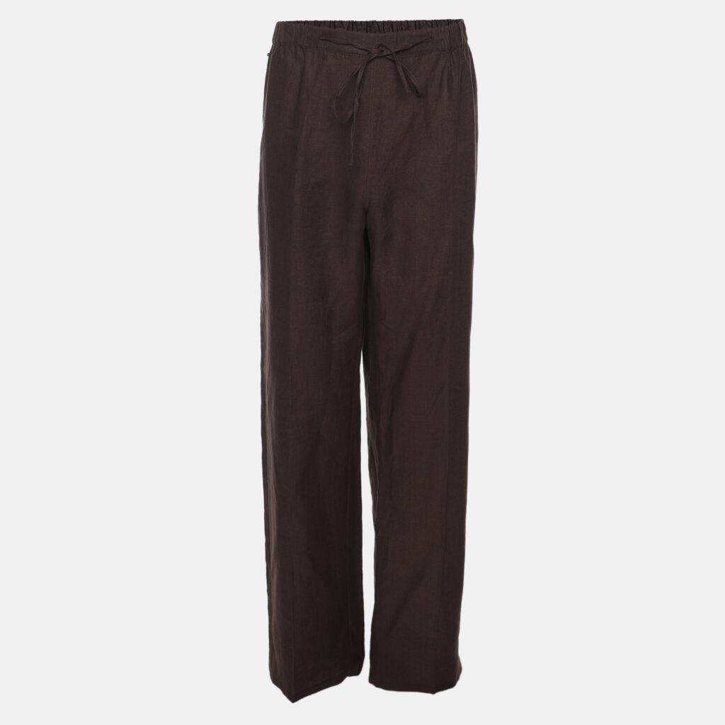 Marina Sport by Marina Rinaldi Brown Linen Wide Leg Trousers XXXL