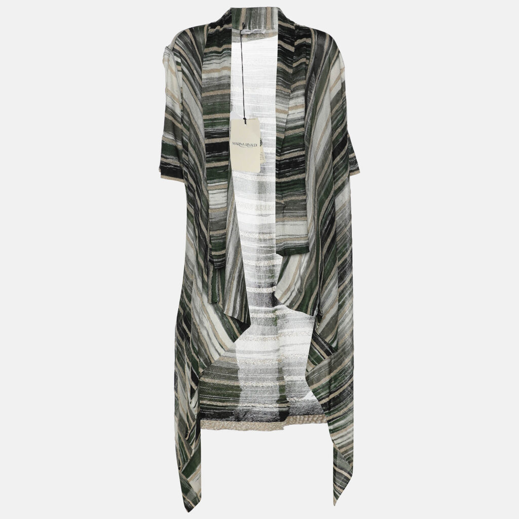 Marina Rinaldi Multicolor Stripe Stretch Lurex Knit Cardigan L Marina Rinaldi Multicolor Stripe Stretch Lurex Knit Cardigan L