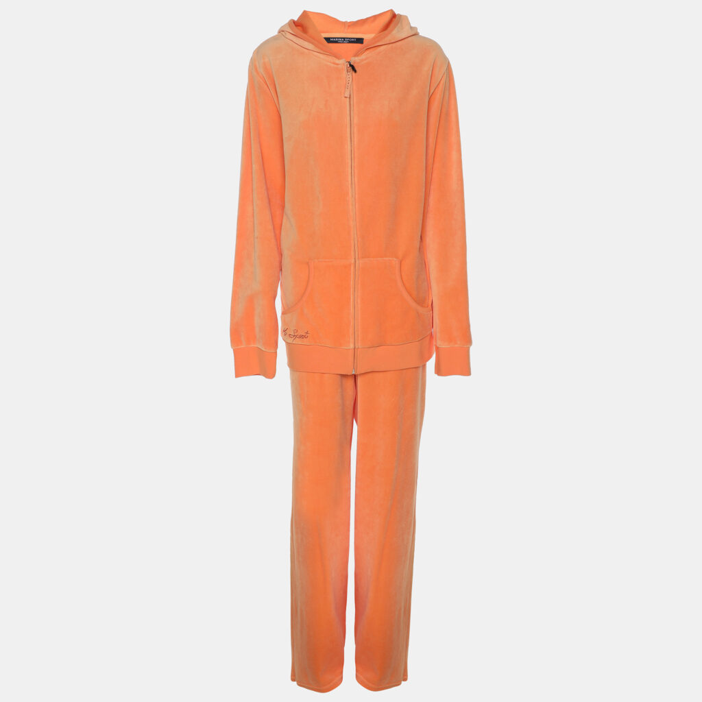 Marina Sport by Marina Rinaldi Orange Jersey Hoodie and Joggers Set L Marina Sport by Marina Rinaldi Orange Jersey Hoodie and Joggers Set L