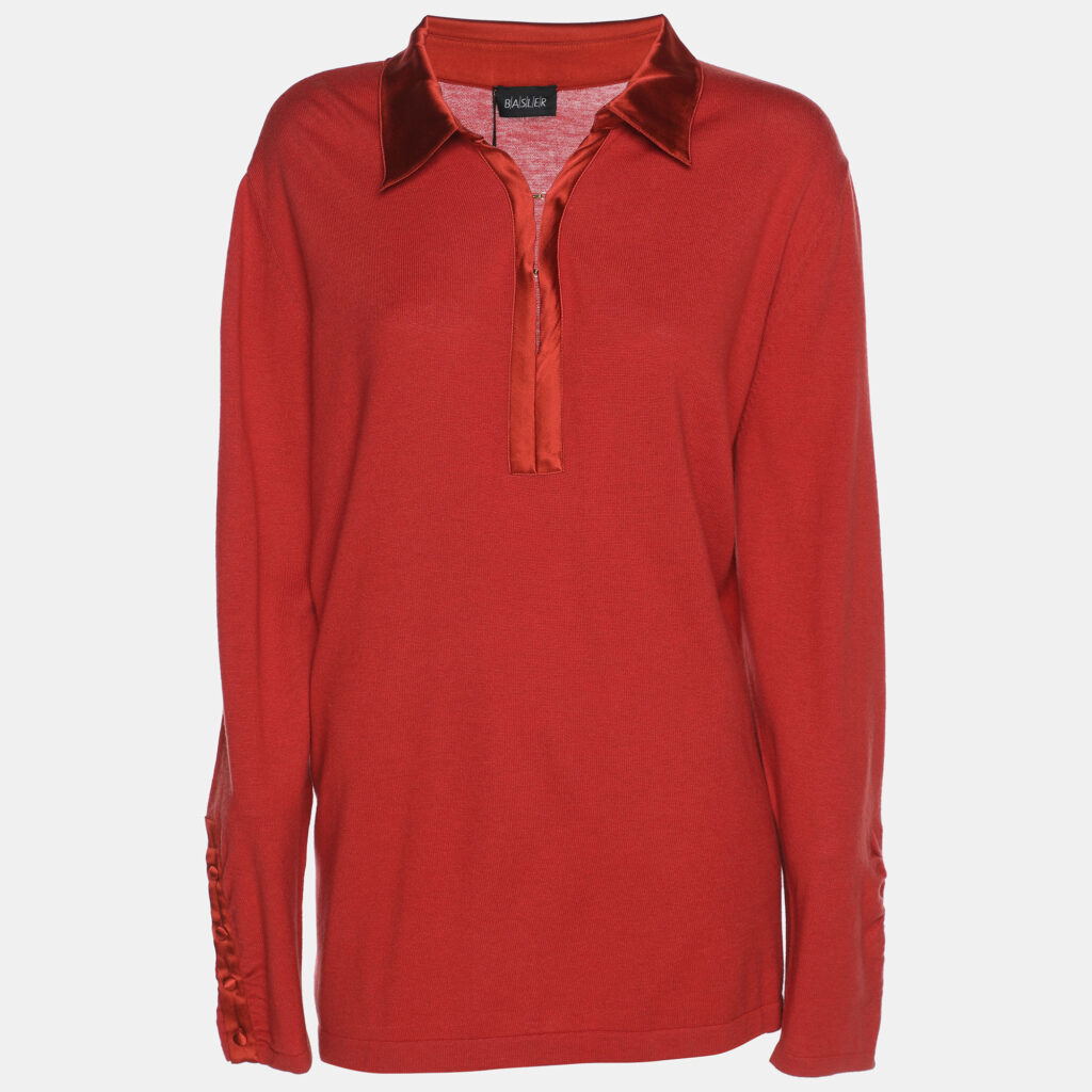 Basler Red Stretch Knit Long Sleeve Sweater XL Basler Red Stretch Knit Long Sleeve Sweater XL