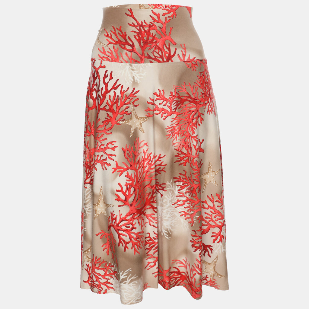 Basler Orange/Beige Coral Print Jersey Midi Skirt XL Basler Orange/Beige Coral Print Jersey Midi Skirt XL