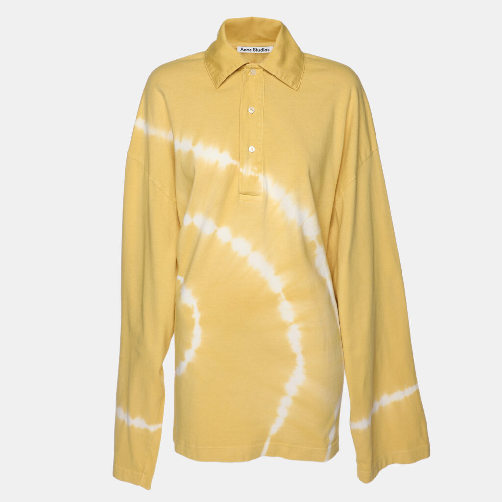 Acne Studios Yellow/White Tie Dye Cotton Oversized T-Shirt S Acne Studios Yellow/White Tie Dye Cotton Oversized T-Shirt S