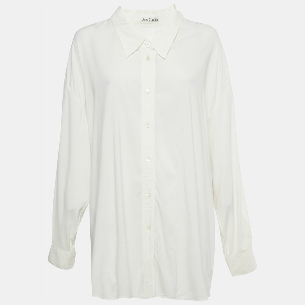 Acne Studios White Stretch Crepe Oversized Shirt S Acne Studios White Stretch Crepe Oversized Shirt S